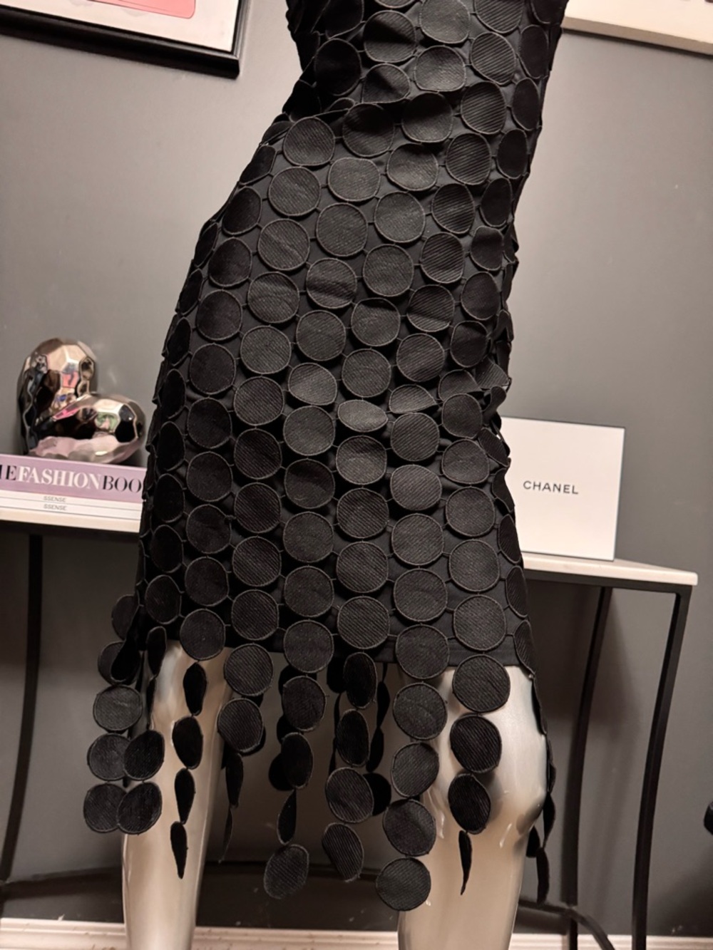 FRANK LYMAN Black Circle Design Black Dress - Picture 6 of 10